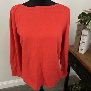Talbots Bold Orange Knit Top, Layering, Casual, Size Large